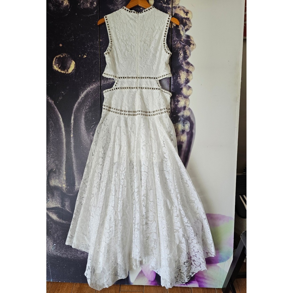 White Lace Maxi Dress with Stud Detailing - Picture 5 of 8